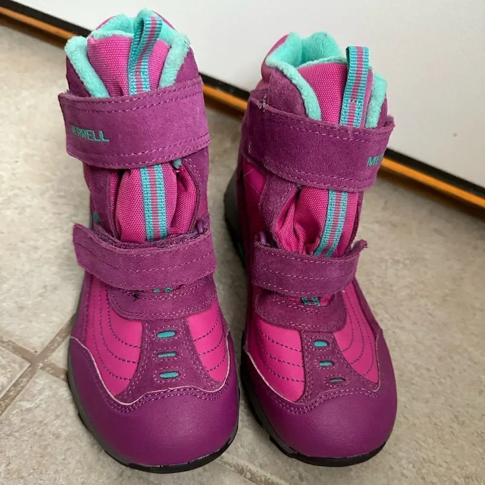 Merrell Girls‎ Moab Polar Mid Strap 2.0 Pink shoes Waterproof Snow Boots size 5